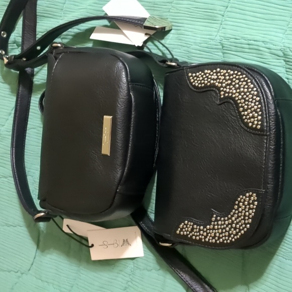 Jessica Simpson Black Studded Crossbody Bag Set - Picture 1 of 8